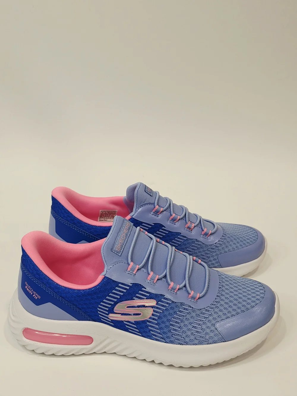 Skechers Hands Free Swift Fit Kids Light Blue and Pink Slip-On Athletic Sneakers